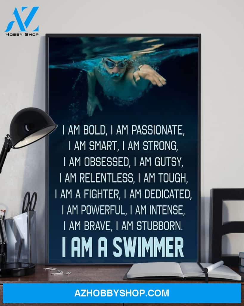 Swimming I Am A Swimmer Vertical Canvas Wall Art, Wall Decor Visual Art