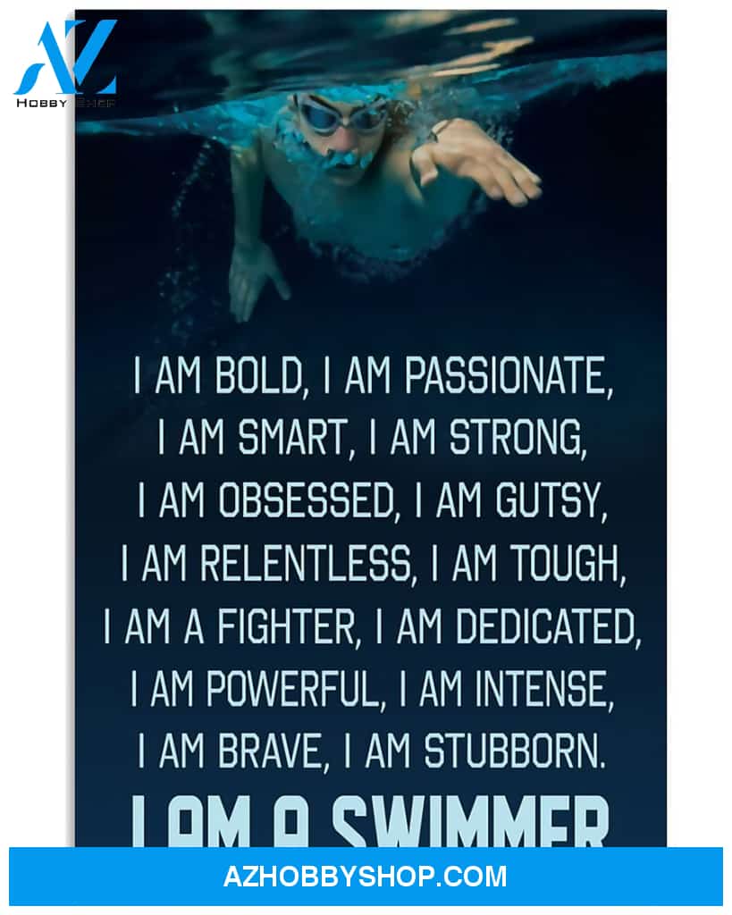Swimming I Am A Swimmer Vertical Canvas Wall Art, Wall Decor Visual Art