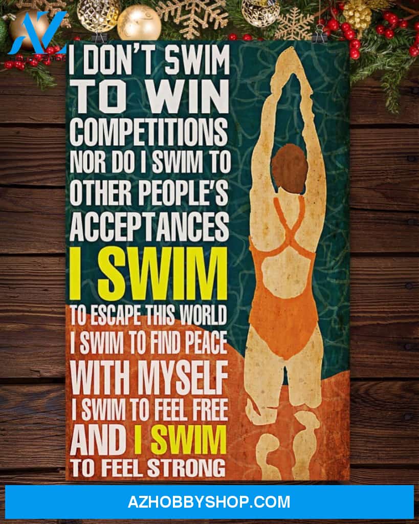 Swimming I Don't Swim To Win Competitions Vertical Canvas Wall Art, Wall Decor Visual Art