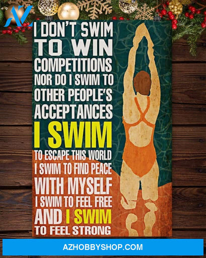 Swimming I Don't Swim To Win Competitions Vertical Canvas Wall Art, Wall Decor Visual Art