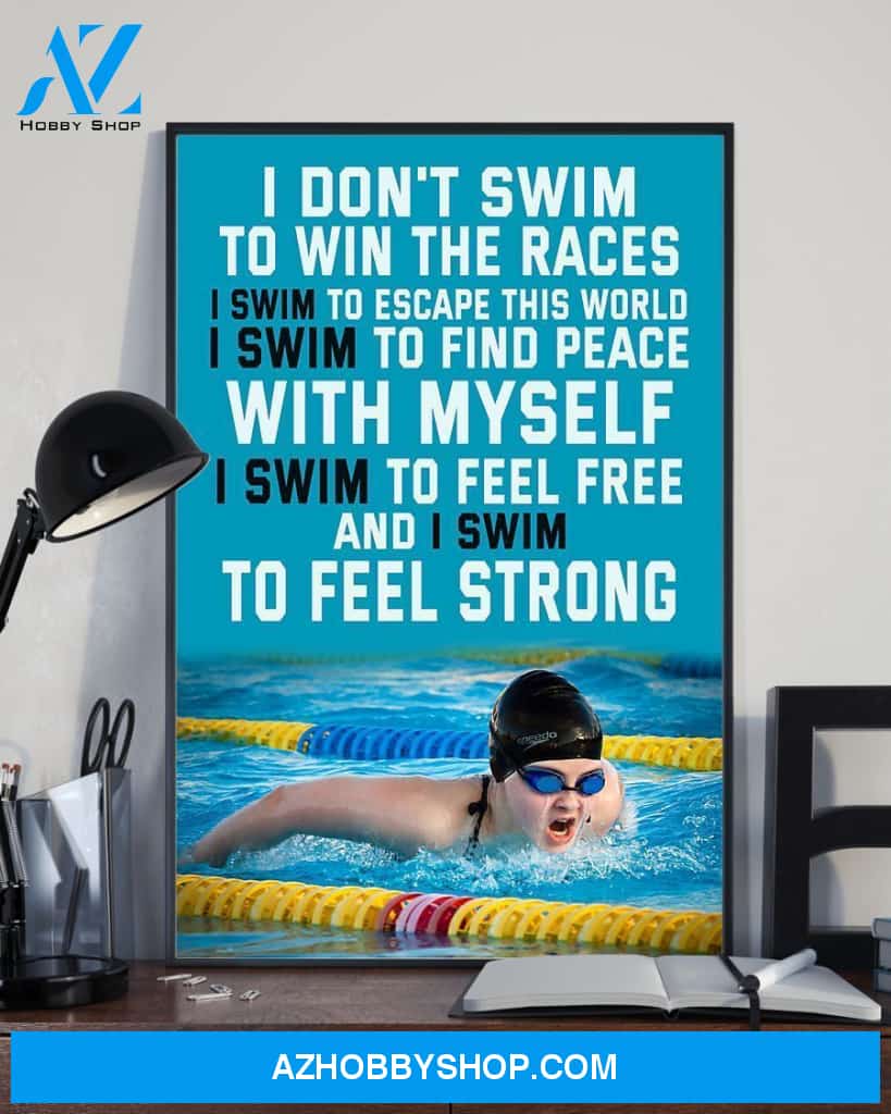 Swimming I Don't Swim To Win The Races Vertical Canvas Decor, Wall Decor Visual Art