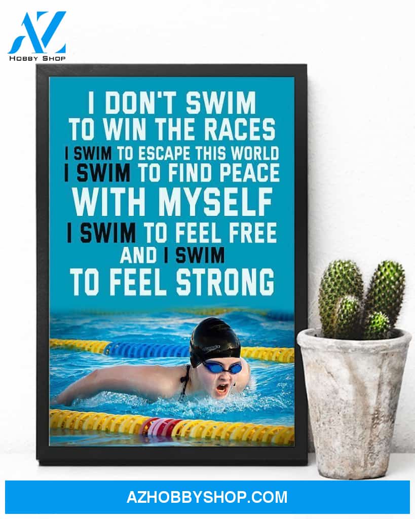 Swimming I Don't Swim To Win The Races Vertical Canvas Decor, Wall Decor Visual Art