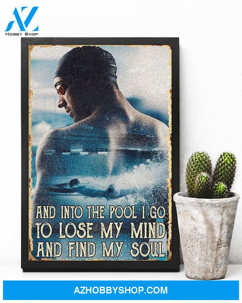 Swimming I Go To Lose My Mind And Find My Soul Vertical Canvas Decor, Wall Decor Visual Art