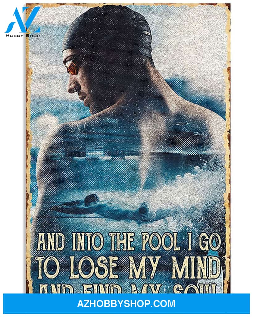 Swimming I Go To Lose My Mind And Find My Soul Vertical Canvas Decor, Wall Decor Visual Art
