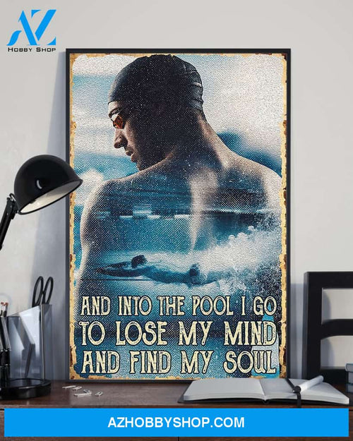 Swimming I Go To Lose My Mind And Find My Soul Vertical Canvas Decor, Wall Decor Visual Art