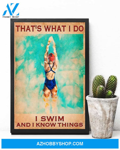 Swimming I Swim And I Know Things Vertical Canvas Wall Art, Wall Decor Visual Art