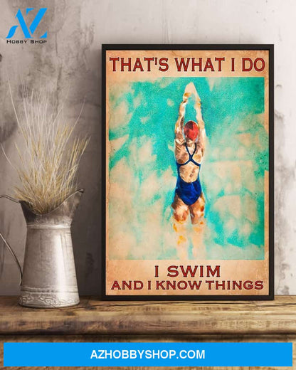 Swimming I Swim And I Know Things Vertical Canvas Wall Art, Wall Decor Visual Art