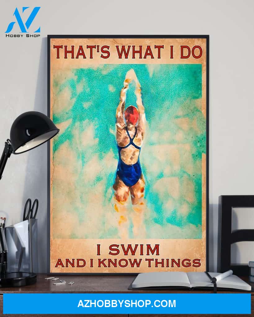 Swimming I Swim And I Know Things Vertical Canvas Wall Art, Wall Decor Visual Art