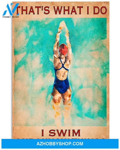 Swimming I Swim And I Know Things Vertical Canvas Wall Art, Wall Decor Visual Art