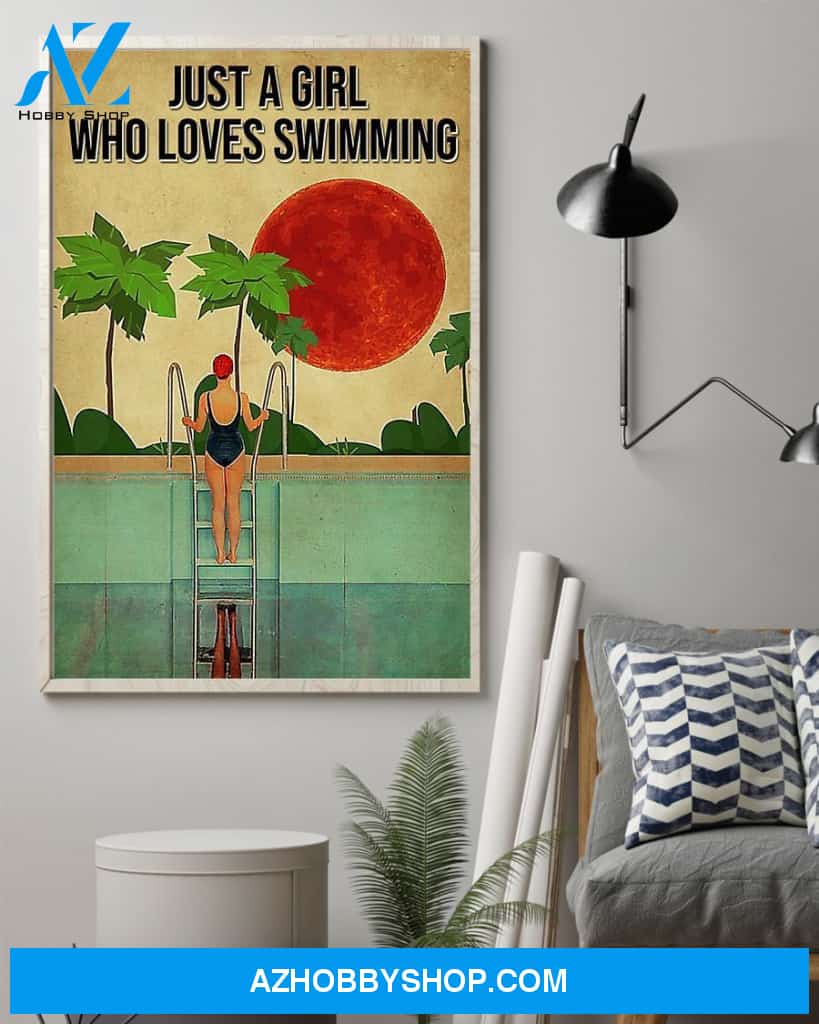 Swimming Just A Girl Who Loves Swimming Vertical Canvas Prints, Wall Decor Visual Art