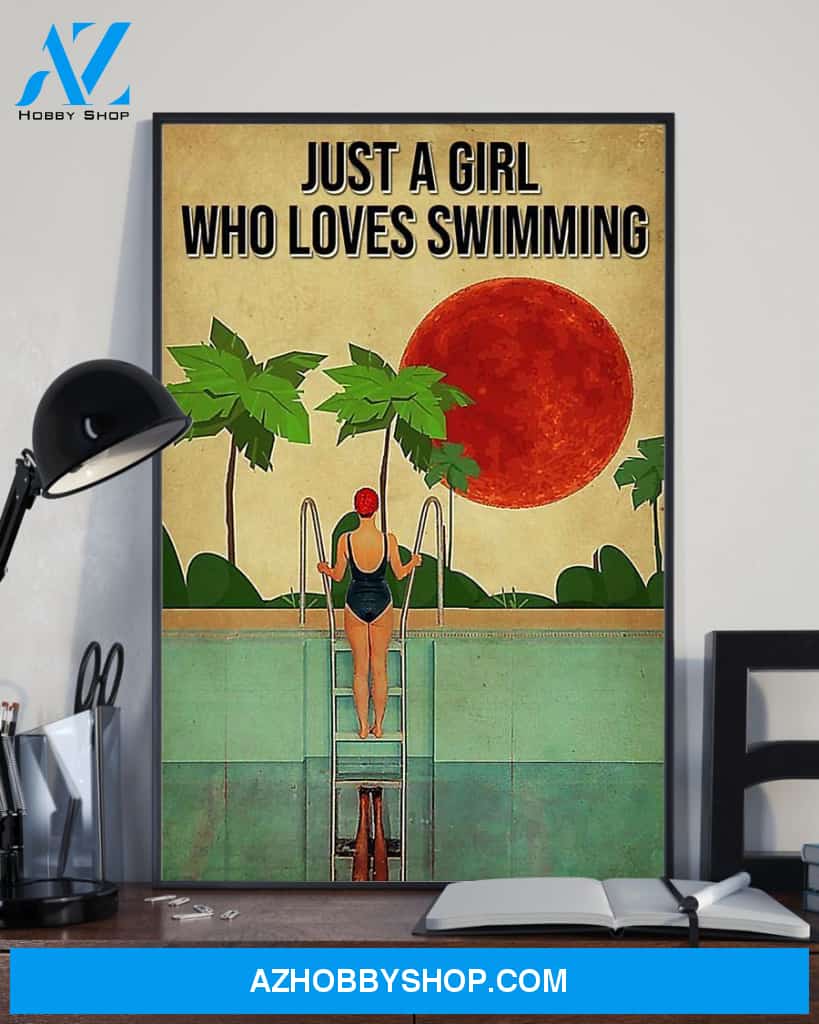 Swimming Just A Girl Who Loves Swimming Vertical Canvas Prints, Wall Decor Visual Art