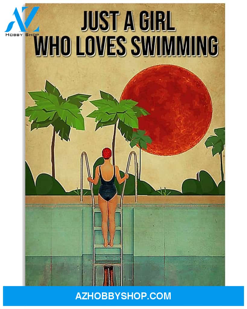 Swimming Just A Girl Who Loves Swimming Vertical Canvas Prints, Wall Decor Visual Art