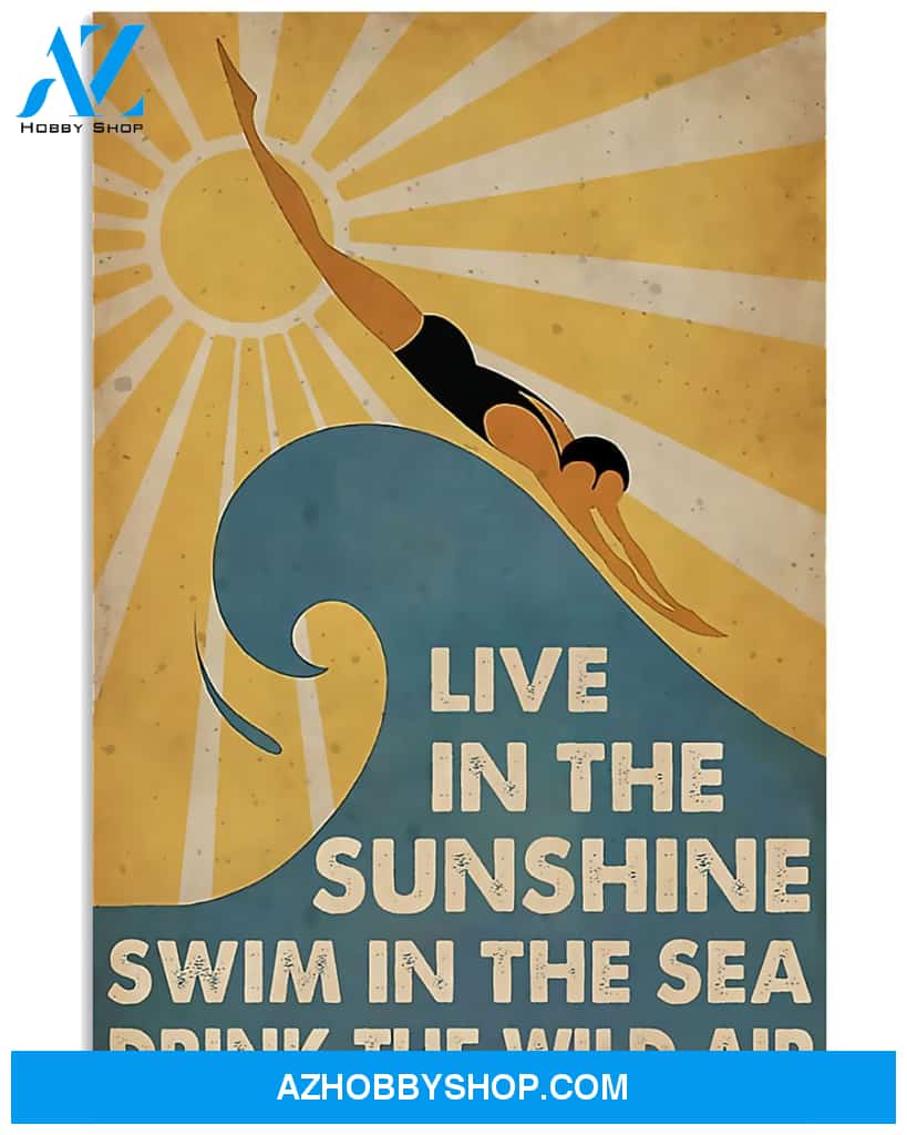 Swimming Live In The Sunshine Swim In The Sea Vertical Canvas Prints, Wall Decor Visual Art