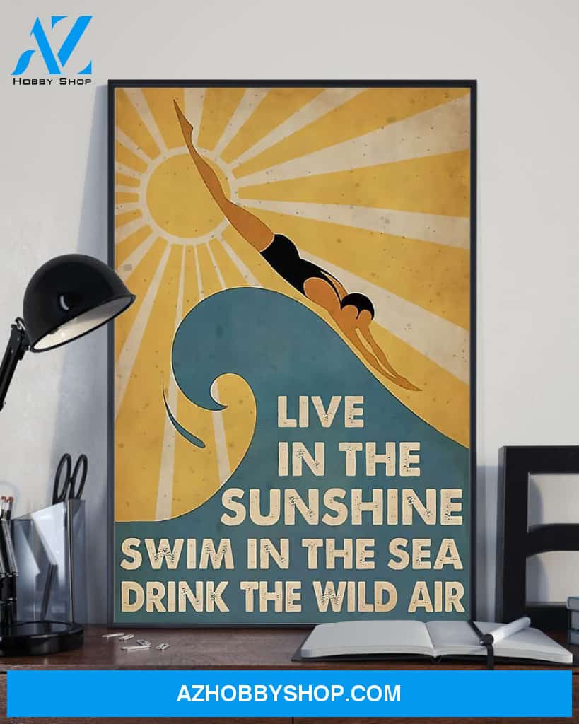 Swimming Live In The Sunshine Swim In The Sea Vertical Canvas Prints, Wall Decor Visual Art