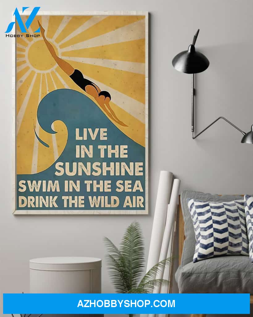 Swimming Live In The Sunshine Swim In The Sea Vertical Canvas Prints, Wall Decor Visual Art
