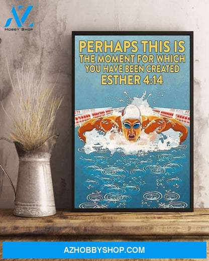 Top #46 Swimming Moment Vertical Canvas Wall Art, Wall Decor Visual Art