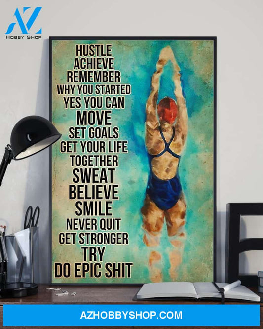 Swimming Remember Why You Started Vertical Canvas Wall Art, Wall Decor Visual Art