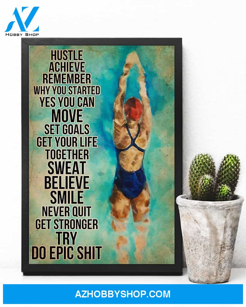 Swimming Remember Why You Started Vertical Canvas Wall Art, Wall Decor Visual Art