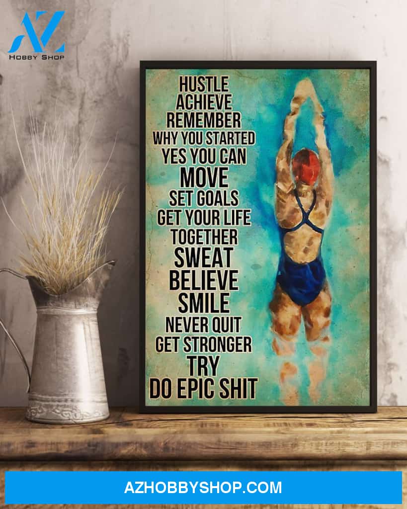Swimming Remember Why You Started Vertical Canvas Wall Art, Wall Decor Visual Art