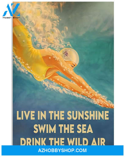 Swimming Swim The Sea Vertical Canvas Decor, Wall Decor Visual Art