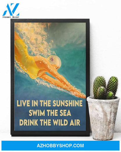 Swimming Swim The Sea Vertical Canvas Decor, Wall Decor Visual Art