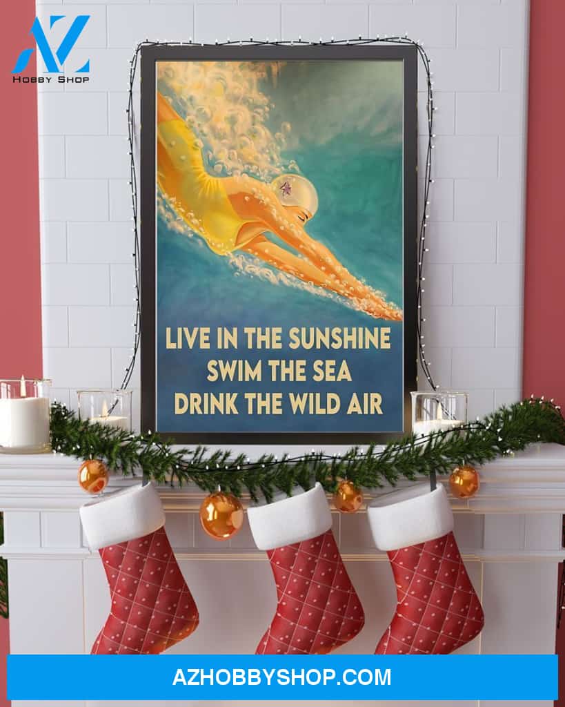 Swimming Swim The Sea Vertical Canvas Decor, Wall Decor Visual Art