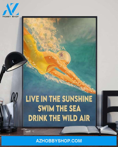 Swimming Swim The Sea Vertical Canvas Decor, Wall Decor Visual Art