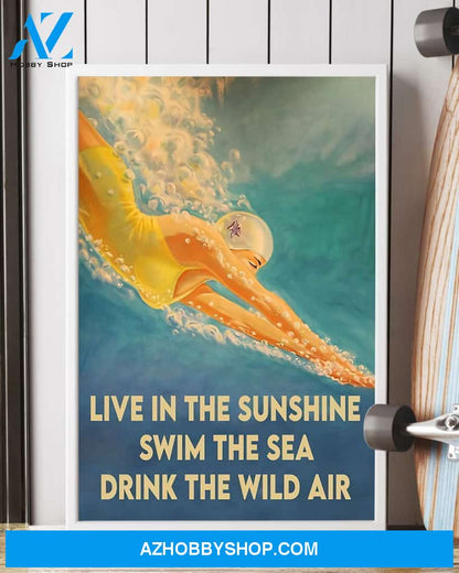 Swimming Swim The Sea Vertical Canvas Decor, Wall Decor Visual Art