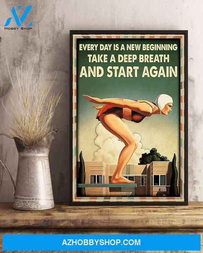 Swimming Take A Deep Breath And Start Again Vertical Canvas Wall Art, Wall Decor Visual Art