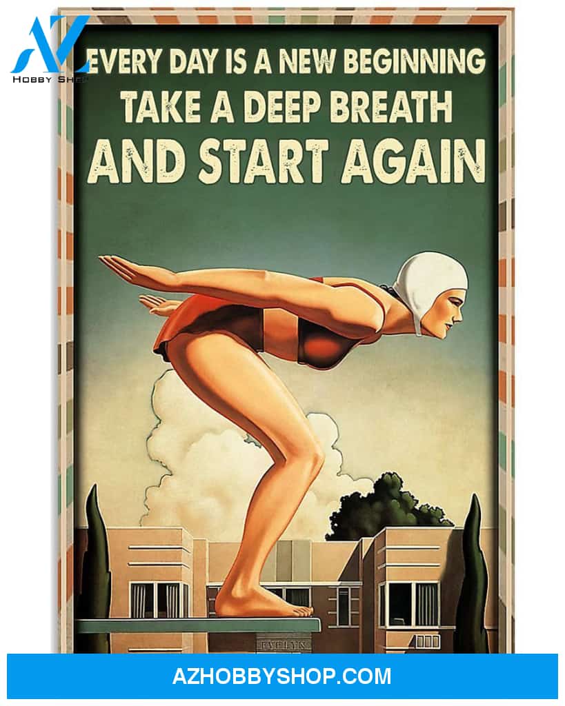 Swimming Take A Deep Breath And Start Again Vertical Canvas Wall Art, Wall Decor Visual Art