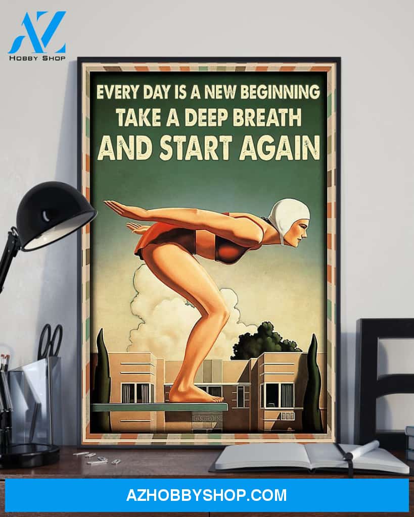 Swimming Take A Deep Breath And Start Again Vertical Canvas Wall Art, Wall Decor Visual Art