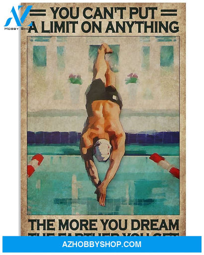 Swimming The More You Dream The Farther You Get Vertical Canvas Decor, Wall Decor Visual Art