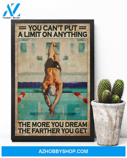 Swimming The More You Dream The Farther You Get Vertical Canvas Decor, Wall Decor Visual Art