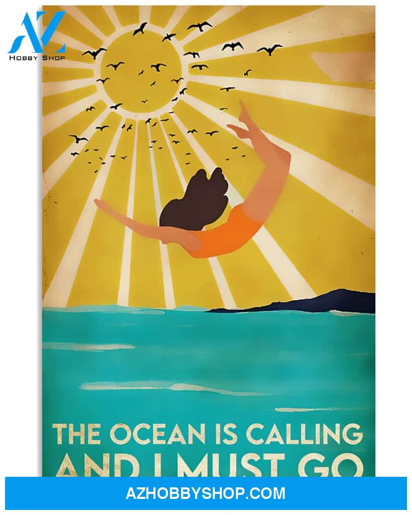Swimming The Ocean Is Calling And I Must Go Vertical Canvas Decor, Wall Decor Visual Art