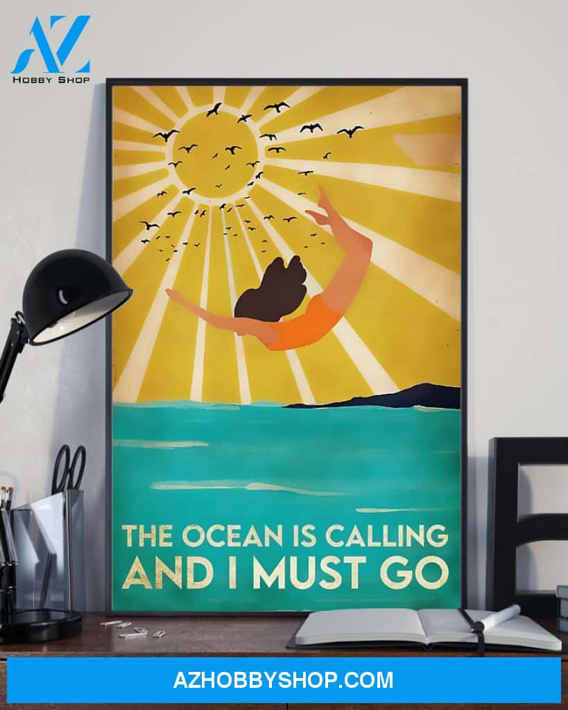 Swimming The Ocean Is Calling And I Must Go Vertical Canvas Decor, Wall Decor Visual Art