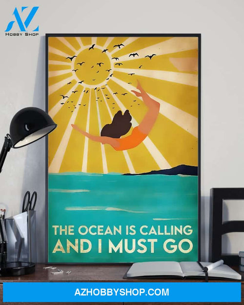 Swimming The Ocean Is Calling And I Must Go Vertical Canvas Decor, Wall Decor Visual Art
