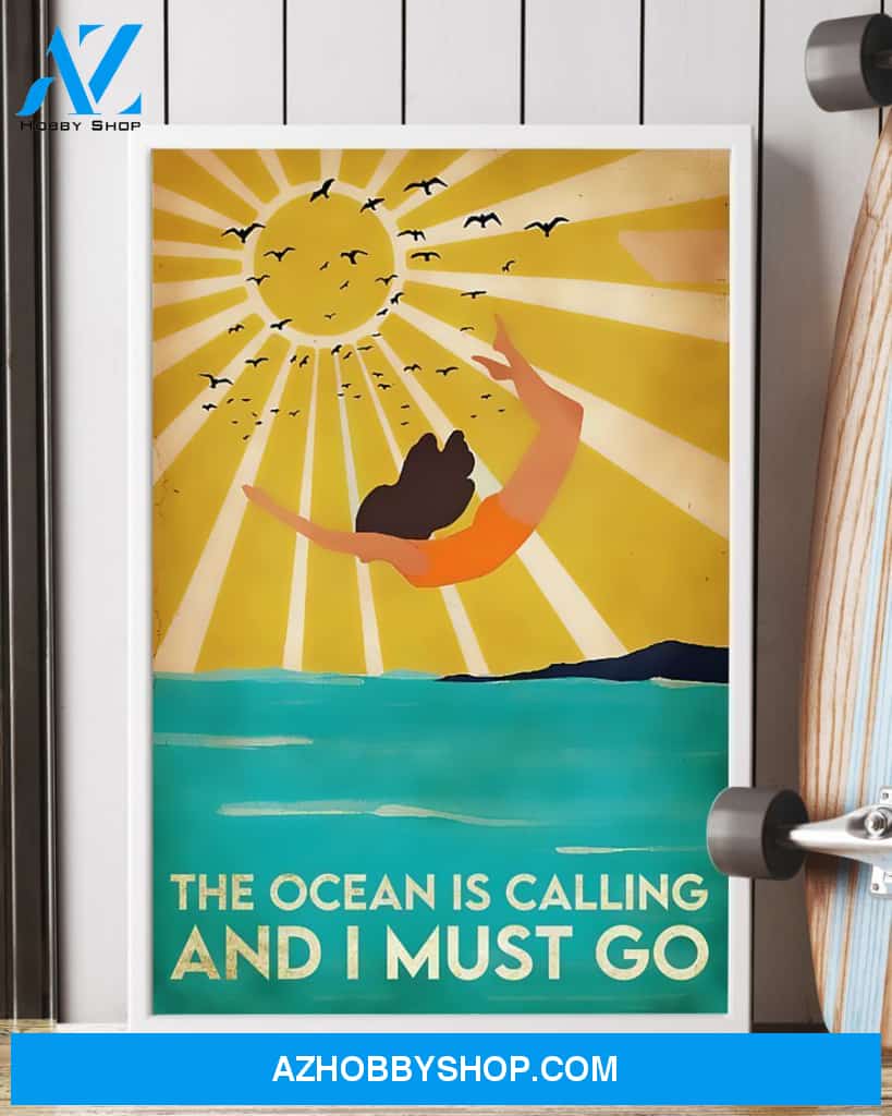 Swimming The Ocean Is Calling And I Must Go Vertical Canvas Decor, Wall Decor Visual Art