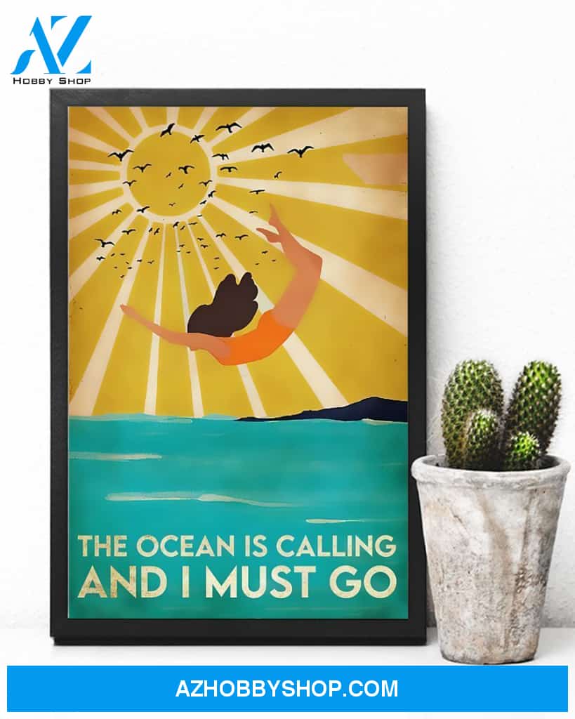 Swimming The Ocean Is Calling And I Must Go Vertical Canvas Decor, Wall Decor Visual Art