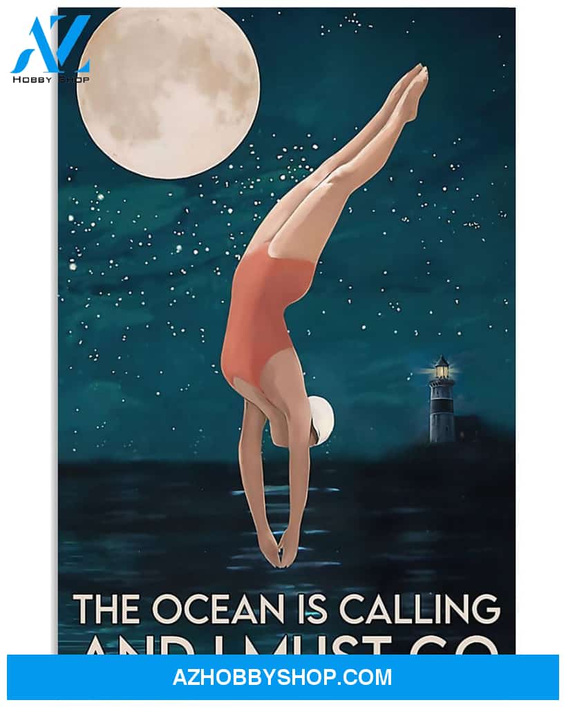 Swimming The Ocean Is Calling And I Must Go Vertical Canvas Wall Art, Wall Decor Visual Art