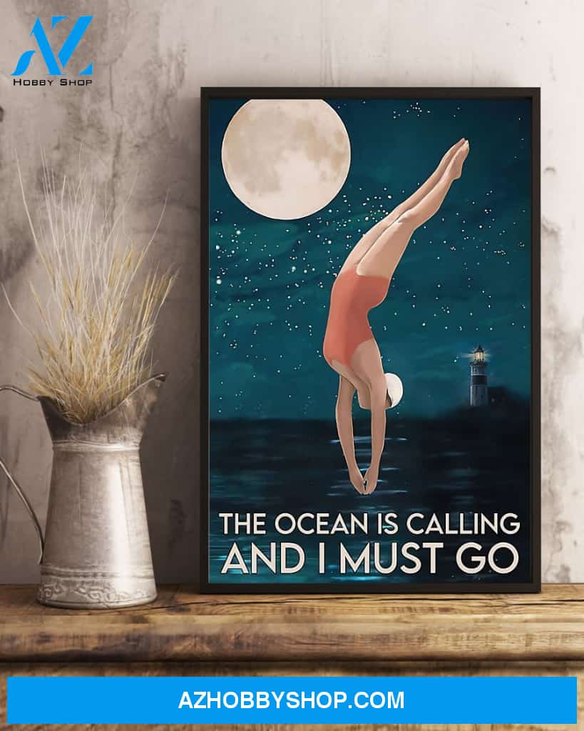 Swimming The Ocean Is Calling And I Must Go Vertical Canvas Wall Art, Wall Decor Visual Art