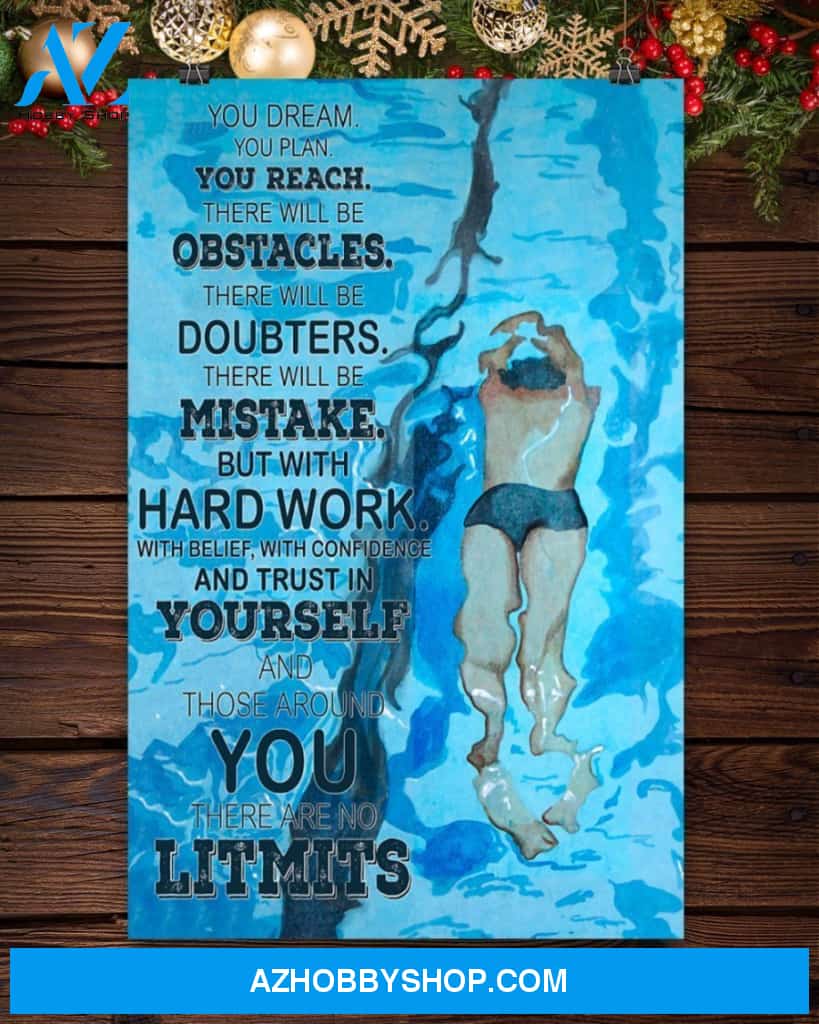 Swimming There Are No Limits Vertical Canvas Wall Art, Wall Decor Visual Art