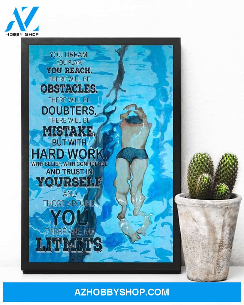 Swimming There Are No Limits Vertical Canvas Wall Art, Wall Decor Visual Art