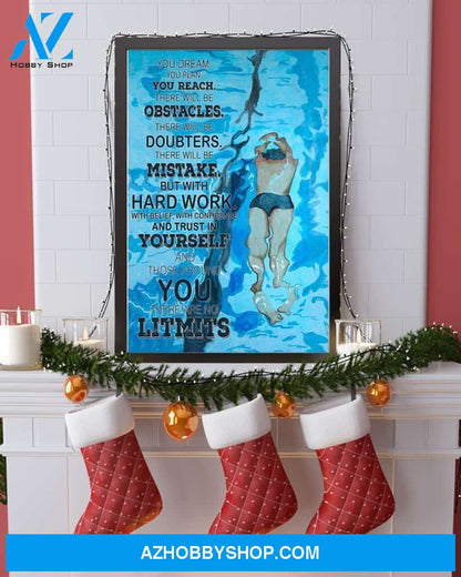 Swimming There Are No Limits Vertical Canvas Wall Art, Wall Decor Visual Art