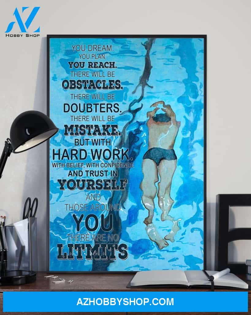Swimming There Are No Limits Vertical Canvas Wall Art, Wall Decor Visual Art