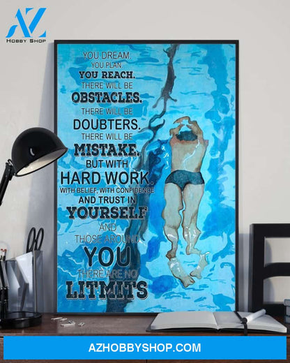 Swimming There Are No Limits Vertical Canvas Wall Art, Wall Decor Visual Art