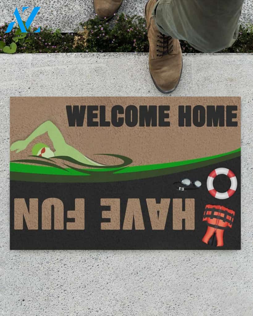 Swimming - Welcome Home Indoor and Outdoor Doormat Warm House Gift Welcome Mat Gift For Swimming Lover, Gift For Friend Family