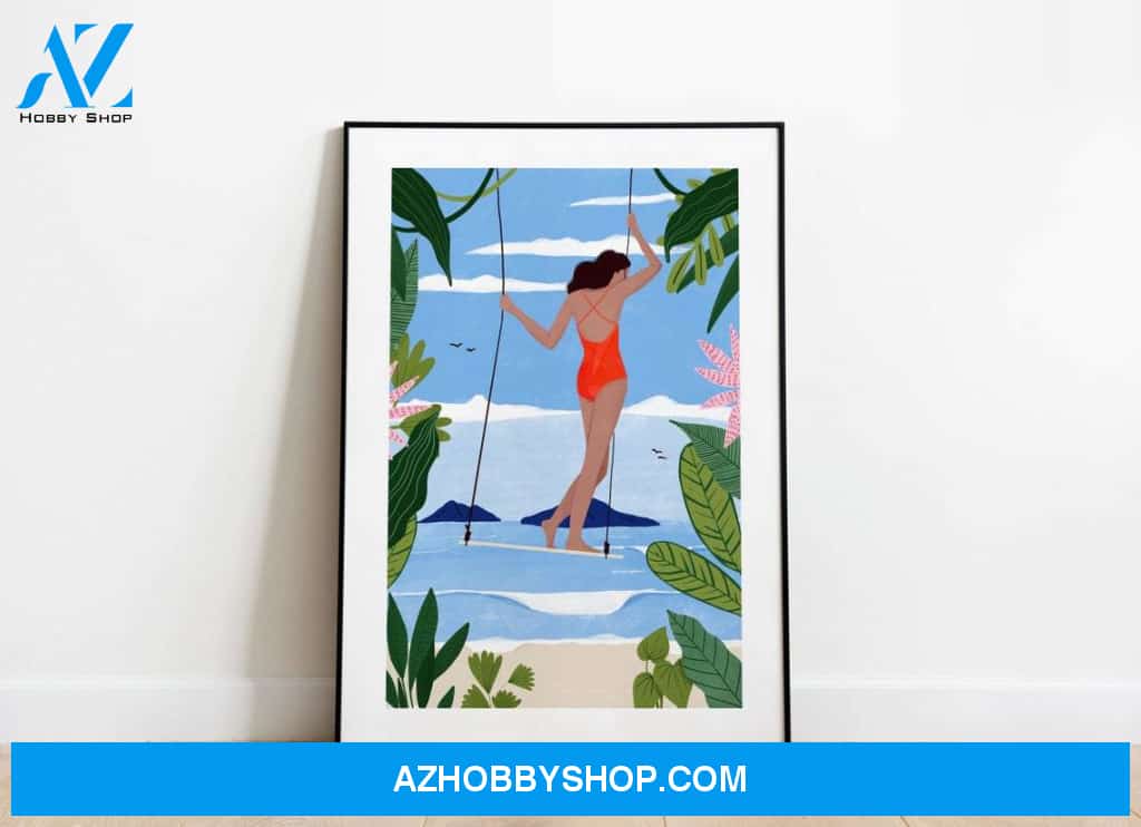 Swing, summer poster, girl poster, nature Canvas And Poster, Wall Decor Visual Art