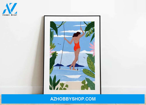 Swing, summer poster, girl poster, nature Canvas And Poster, Wall Decor Visual Art