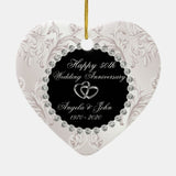 Swirls Hearts Rings 50Th Wedding Anniversary Ceramic Ornament