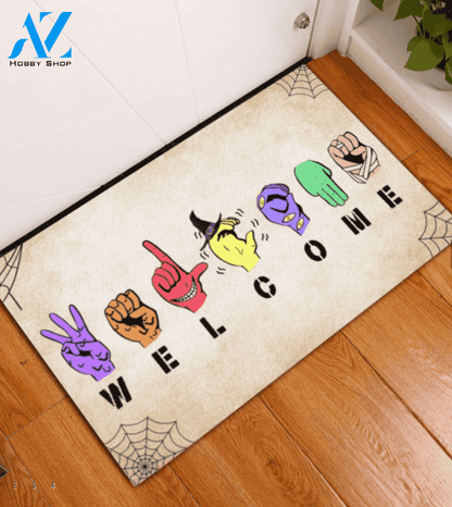 Symbolic Language Welcome Halloween Doormat, Gift For Friend Family, Gift For Thanksgiving Christmas Decor Warm House Gift